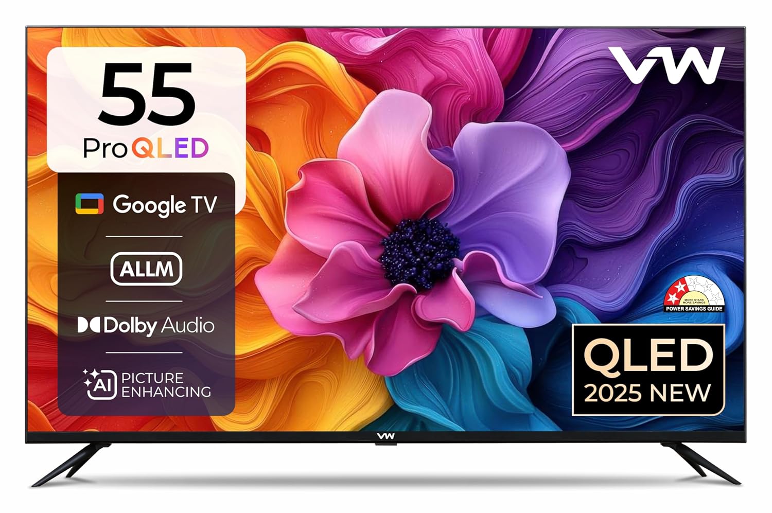 VW 140 cm (55 inches) Pro Series 4K Ultra HD Smart QLED Google TV VW55GQ1 (Black)