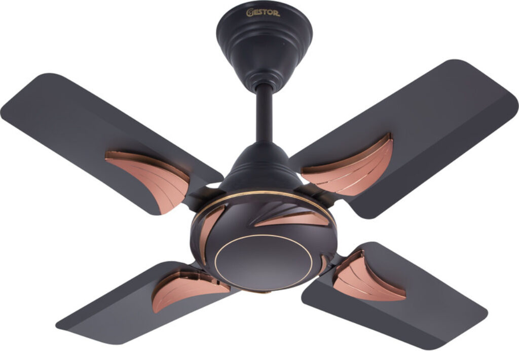 GESTOR Glossy Ultra High Speed 100% CNC Winding 24 Inch Decorative 600 mm 4 Blade Ceiling Fan(Smoked Brown | Pack of 1)
