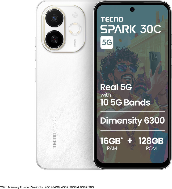 Tecno Spark 30C 5G (Aurora Cloud, 128 GB)(4 GB RAM)